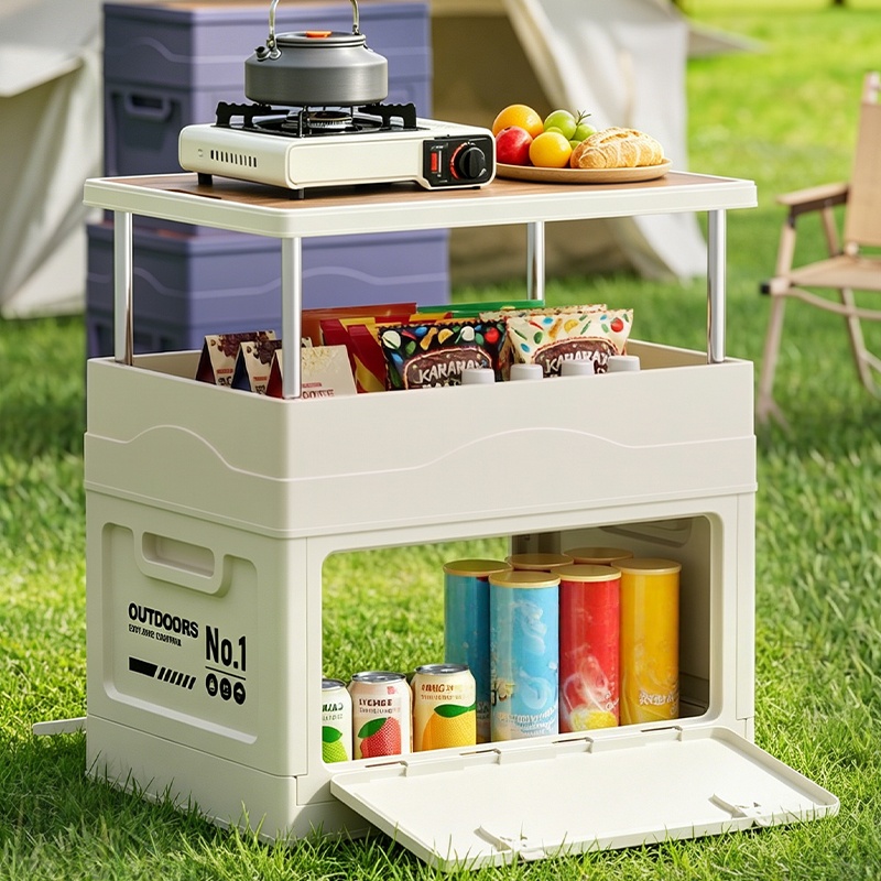 Kids Outdoor Wooden Table - Kotak penyimpanan untuk berkemah di luar