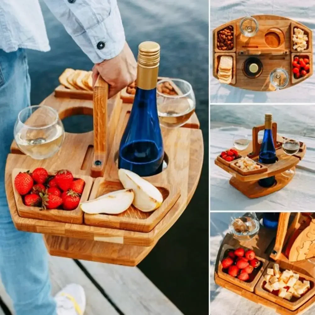 Kids Outdoor Wooden Table - Meja anggur lipat luar ruangan, pemegang