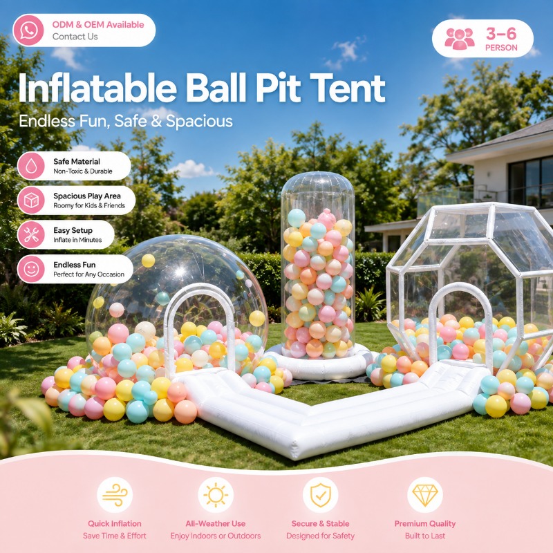 Kids Outdoor Tent - Tenda Bola Tiup Transparan PVC, Rumah