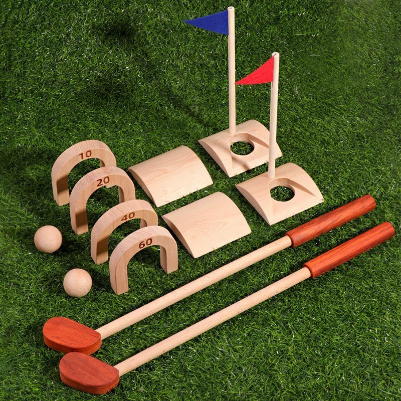 Kids Outdoor Wooden Playset - Set Bola Golf Anak-anak Kit Bola