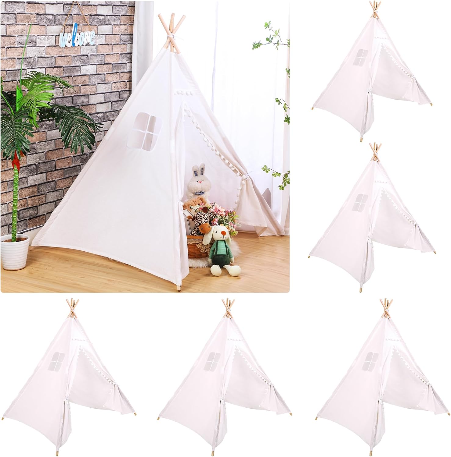 Kids Outdoor Teepee - Windyun 6 Pcs Tenda Teepee Anak