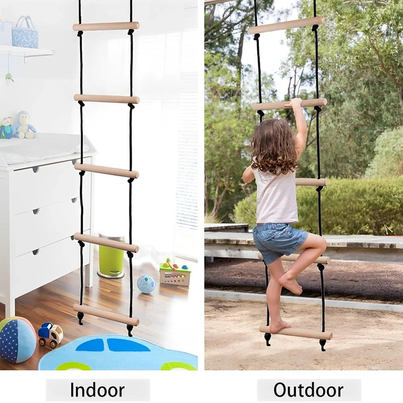 Kids Outdoor Wooden Playset - Tangga Tali Panjat Anak, Ayunan Kayu,