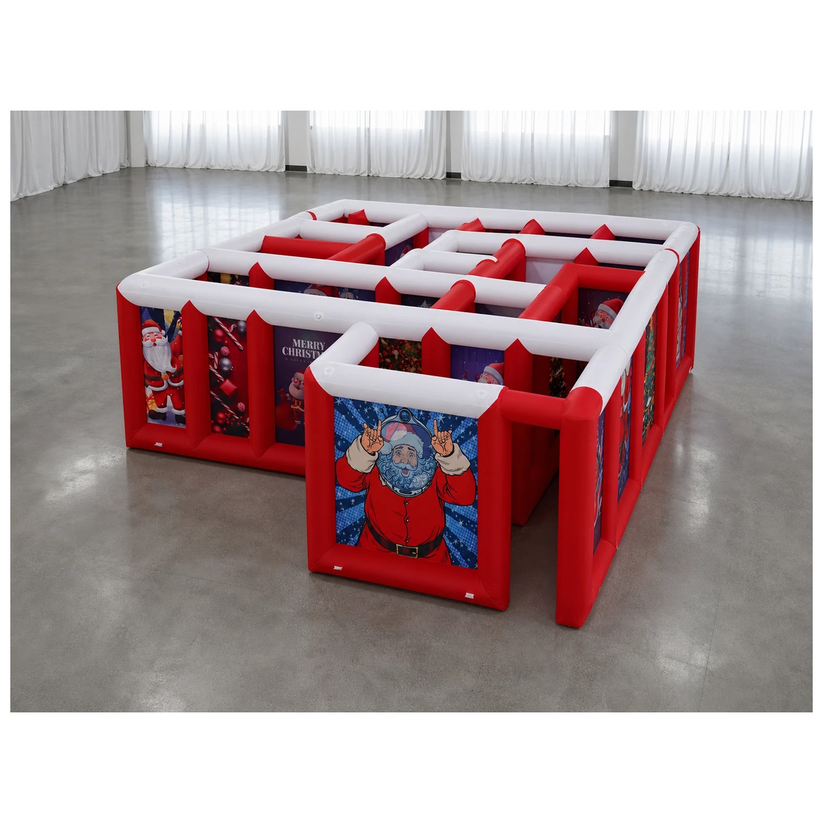 Kids Outdoor Games - Labirin Tiup Atap Datar Merah Putih