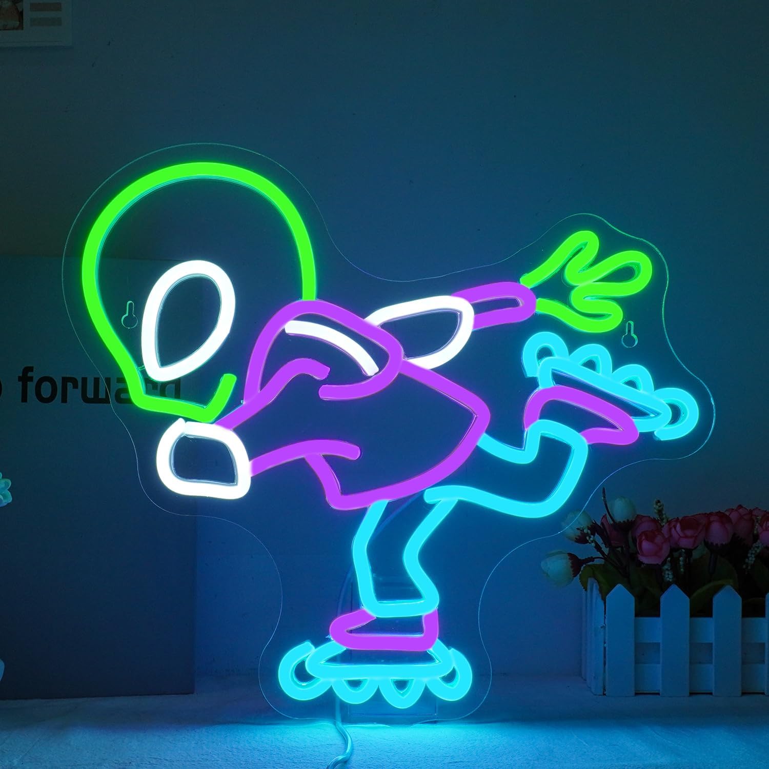 Kids Outdoor Zone - Lampu Neon LED Dinosaurus Bersepatu Roda,