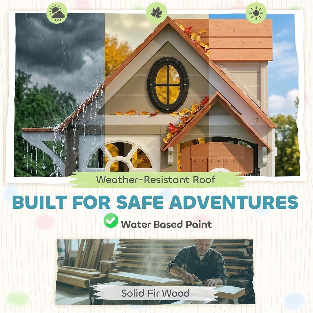 Rumah Bermain Anak Kayu Qaba O - Qaba Kids Outdoor Playhouse ulasan dan harga
