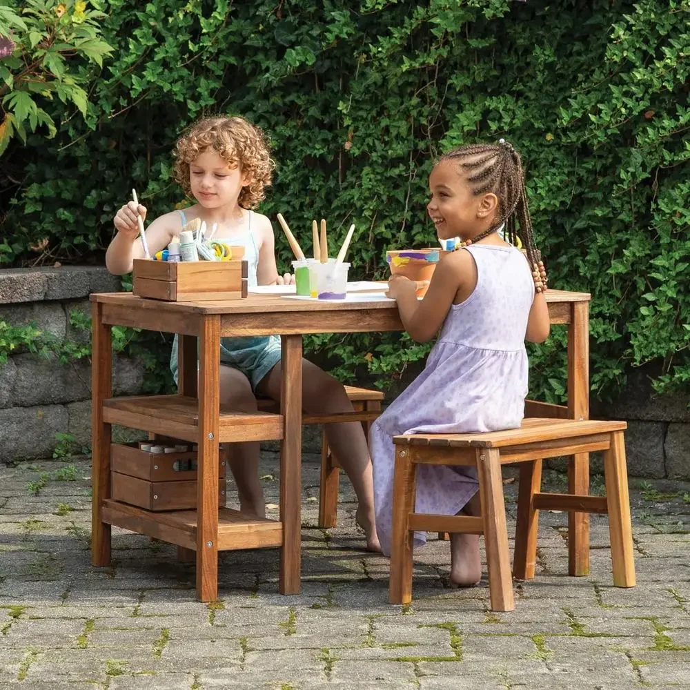 Set Meja Aktivitas dan 2 Bangk - Kids Outdoor Wooden Table ulasan dan harga