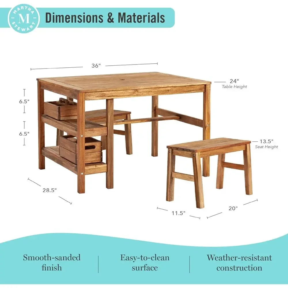 Set Meja Aktivitas dan 2 Bangk - Kids Outdoor Wooden Table ulasan dan harga