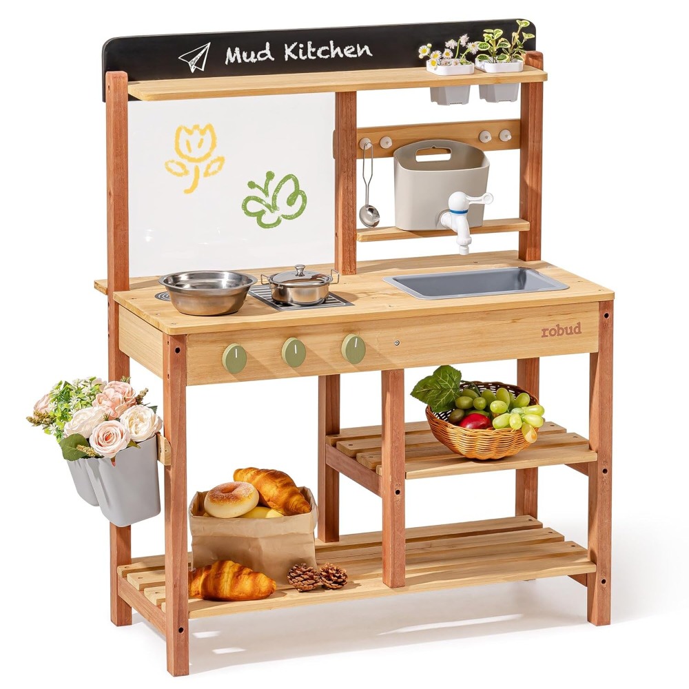 Dapur Lumpur Kayu untuk Anak-A - Kids Outdoor Wooden Playset ulasan dan harga
