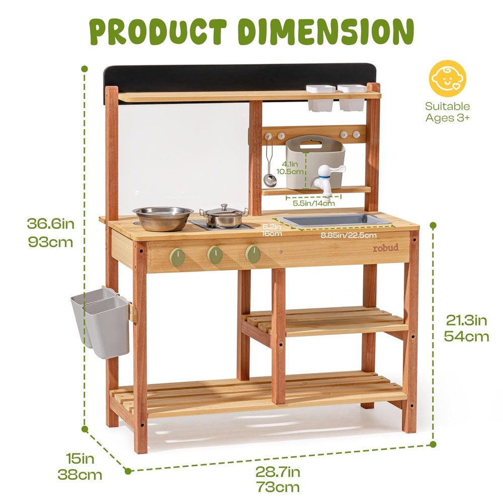 Dapur Lumpur Kayu untuk Anak-A - Kids Outdoor Wooden Playset ulasan dan harga