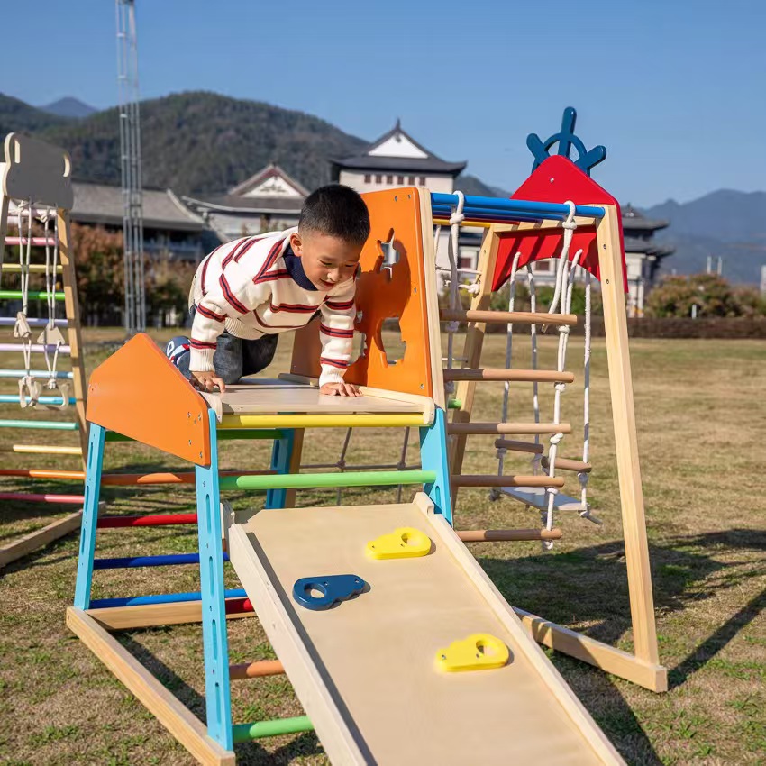 Rangka Panjat Kayu Solid Besar - Kids Outdoor Wooden Playset ulasan dan harga