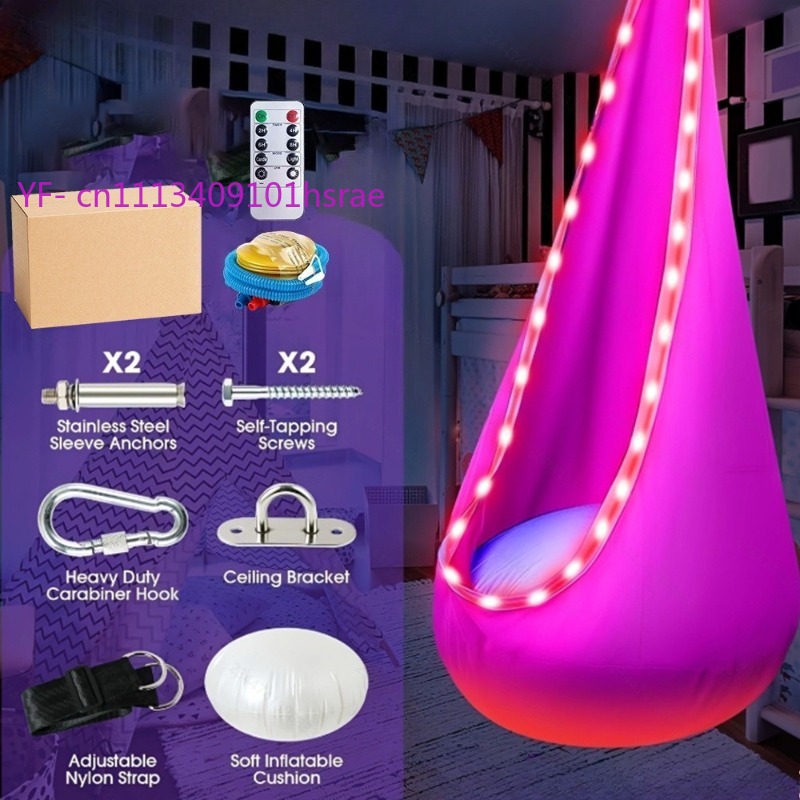 Hammock Tiup LED Bercahaya Por - Kids Outdoor Swing Chair ulasan dan harga