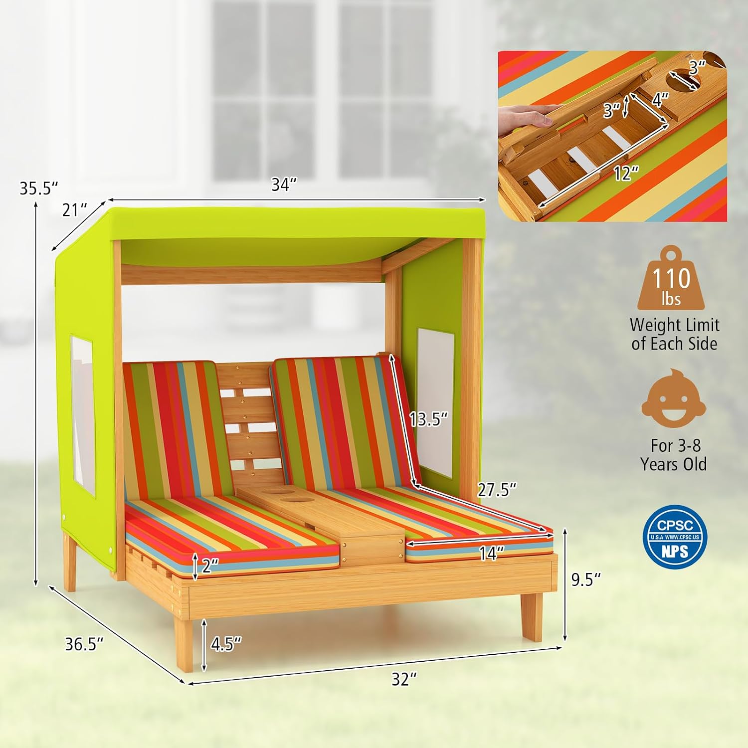 Kursi Santai Ganda Kayu untuk  - Kids Outdoor Lounge Furniture ulasan dan harga