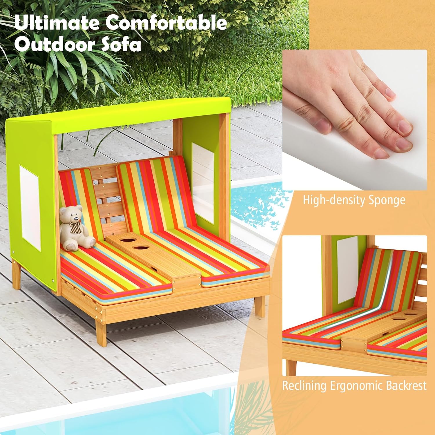 Kursi Santai Ganda Kayu untuk  - Kids Outdoor Lounge Furniture ulasan dan harga