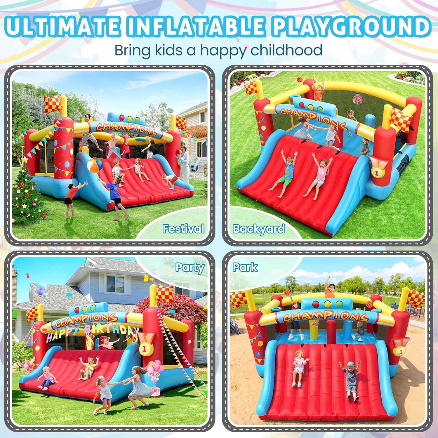 Rumah Loncat Tiup Besar untuk  - Kids Outdoor Games ulasan dan harga